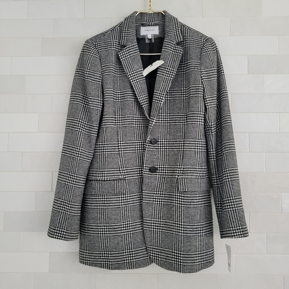 NWT Current/Elliott Calla Blazer Jacket Black White Houndstooth 2-Button Size 2 - Picture 2 of 10
